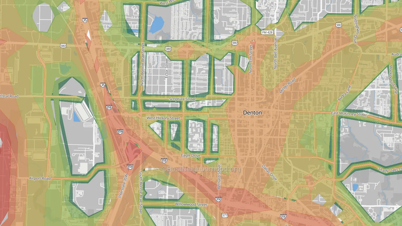 76201, TX Map of Noise Levels in 76201