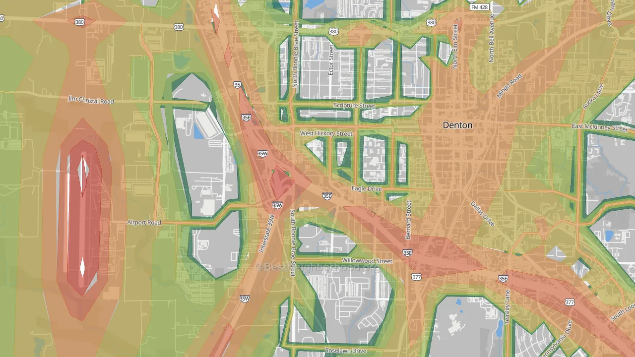 76203, TX Map of Noise Levels in 76203