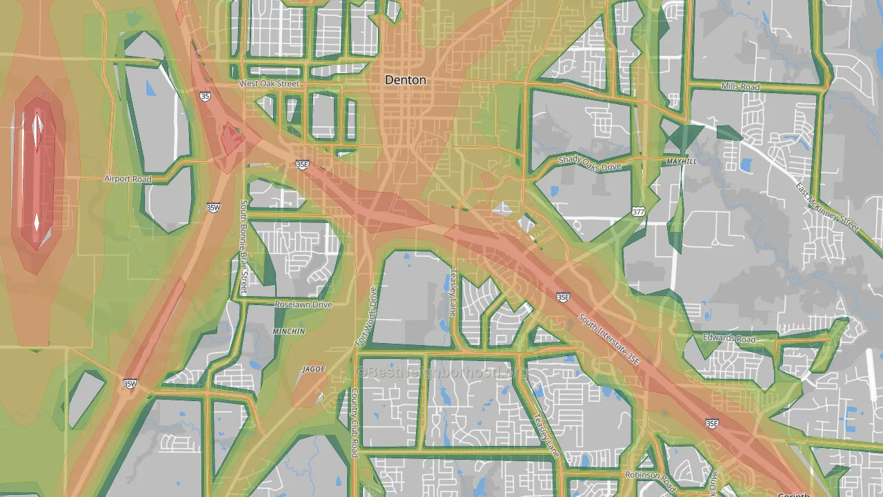 76205, TX Map of Noise Levels in 76205