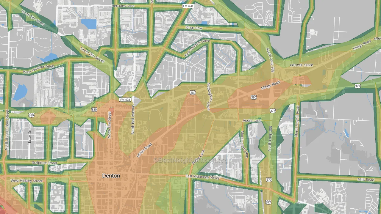 76209, TX Map of Noise Levels in 76209