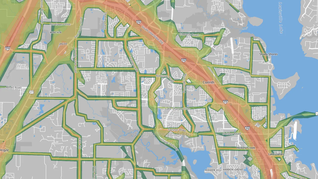 76210, TX Map of Noise Levels in 76210