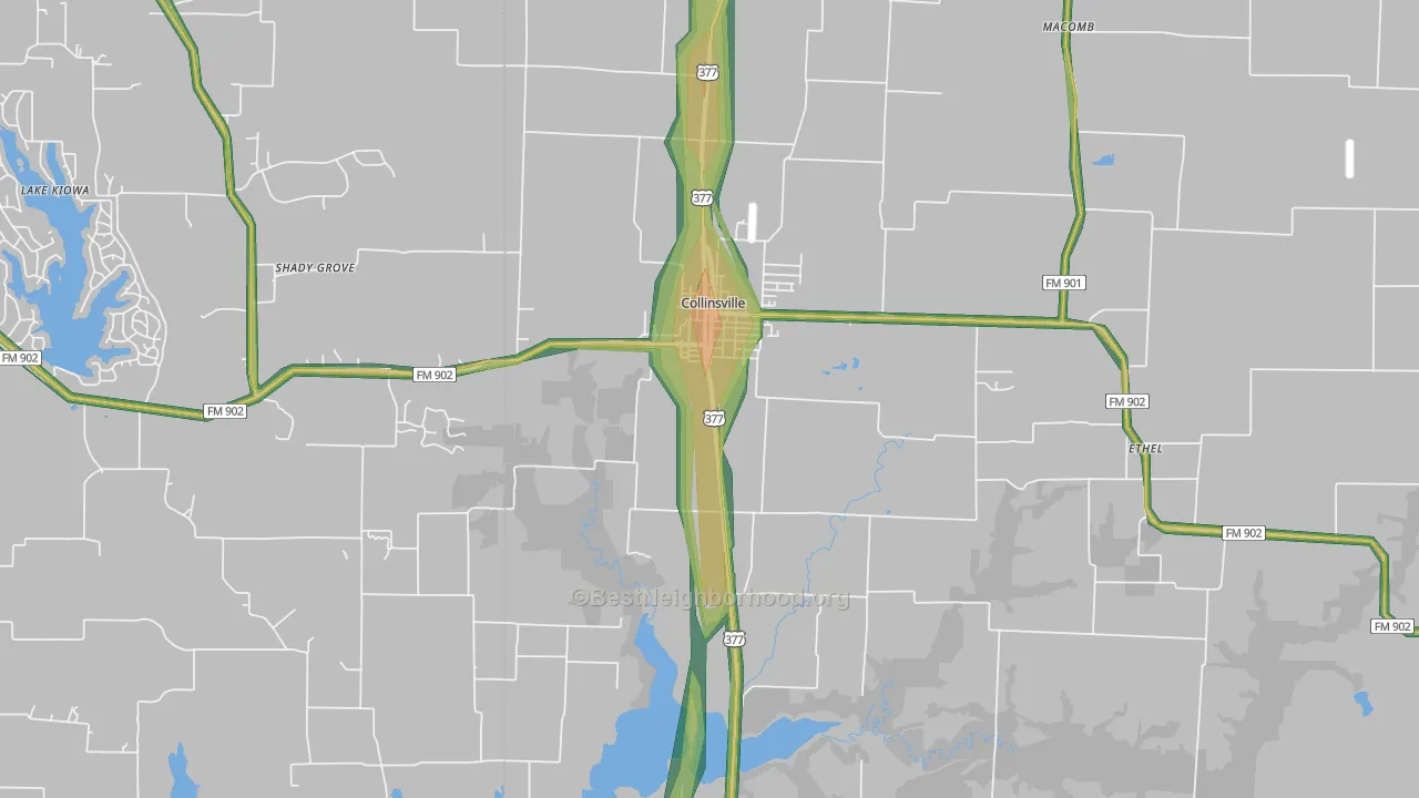 76233, TX Map of Noise Levels in 76233