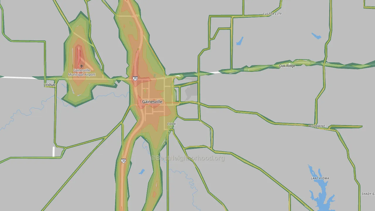 76240, TX Map of Noise Levels in 76240