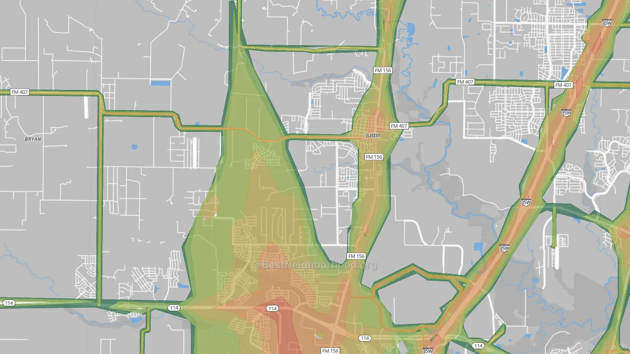 76247, TX Map of Noise Levels in 76247