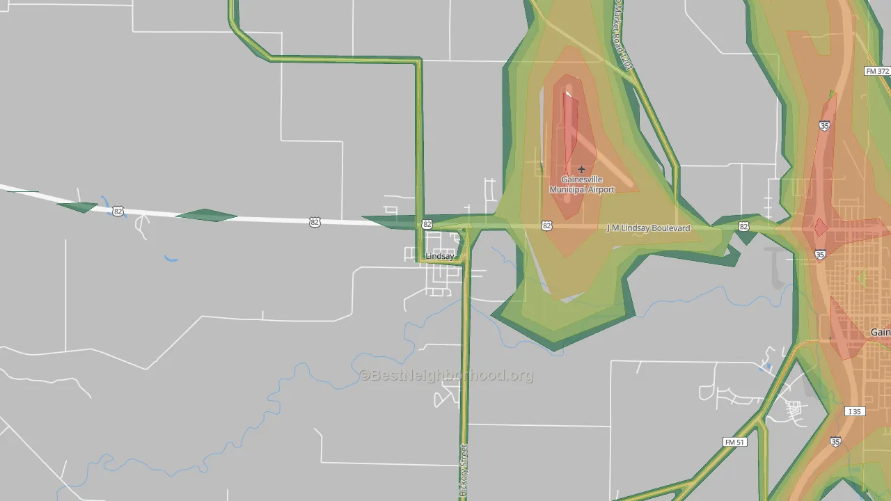76250, TX Map of Noise Levels in 76250
