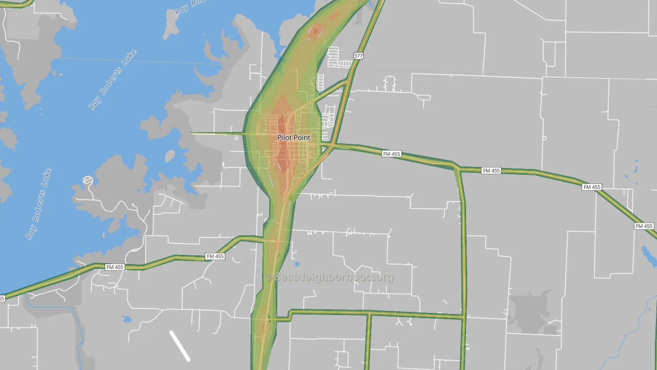 76258, TX Map of Noise Levels in 76258