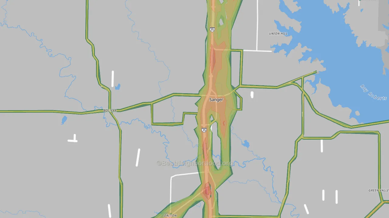 76266, TX Map of Noise Levels in 76266