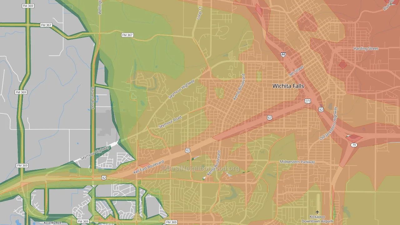 76309, TX Map of Noise Levels in 76309