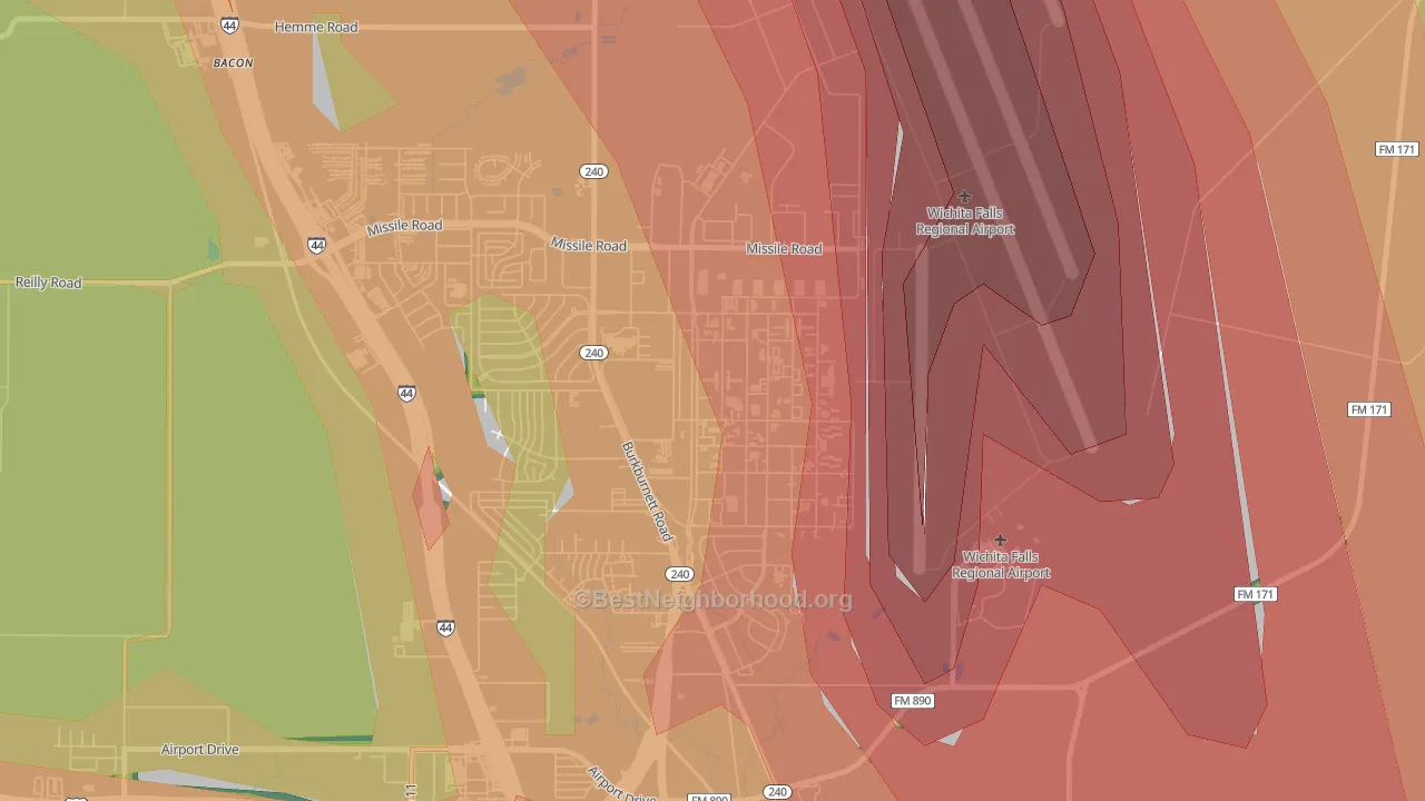 76311, TX Map of Noise Levels in 76311