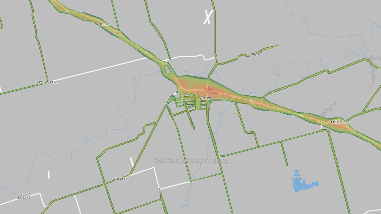 76384, TX Map of Noise Levels in 76384