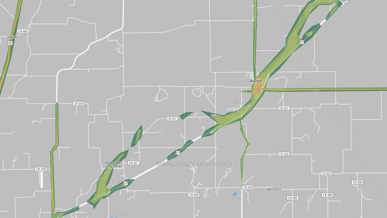 76432, TX Map of Noise Levels in 76432