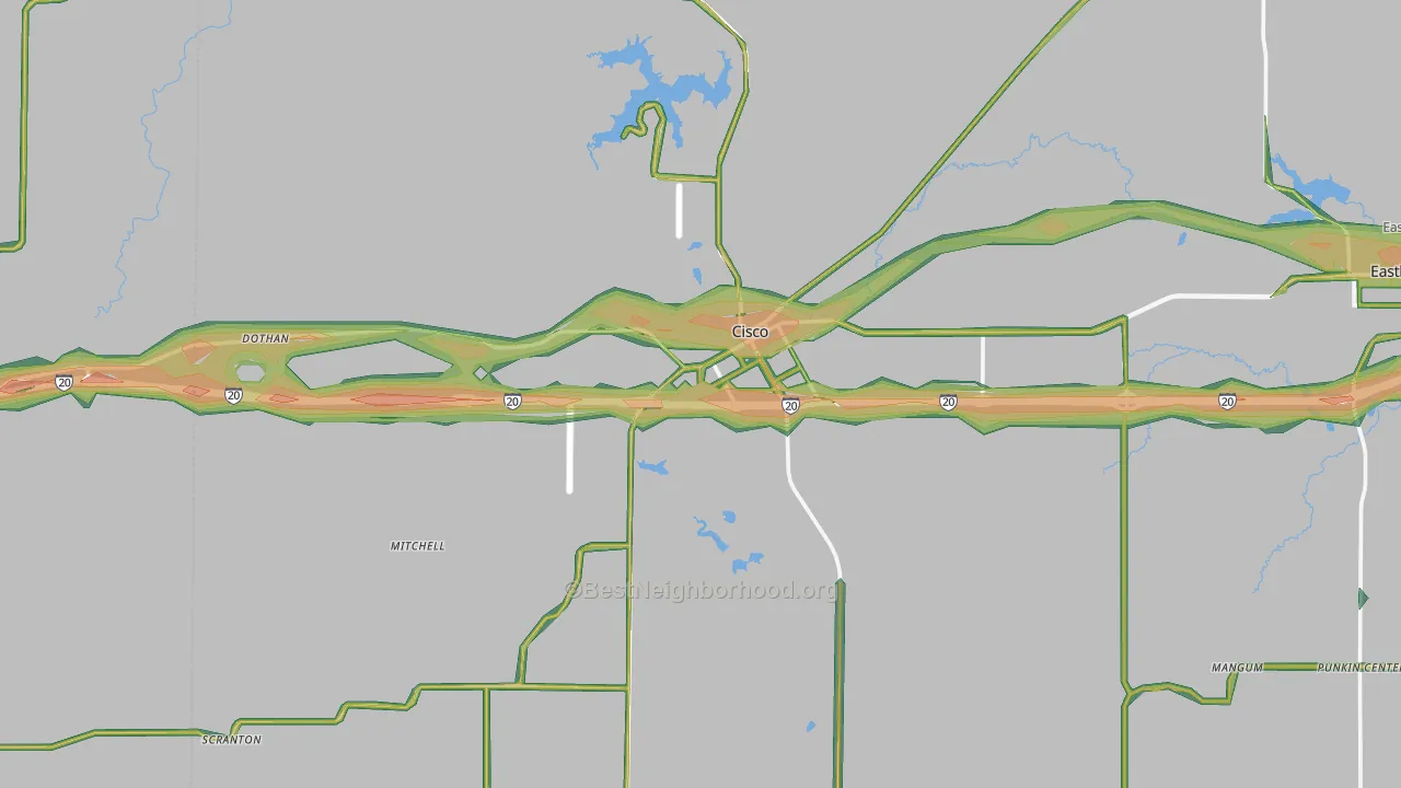 76437, TX Map of Noise Levels in 76437