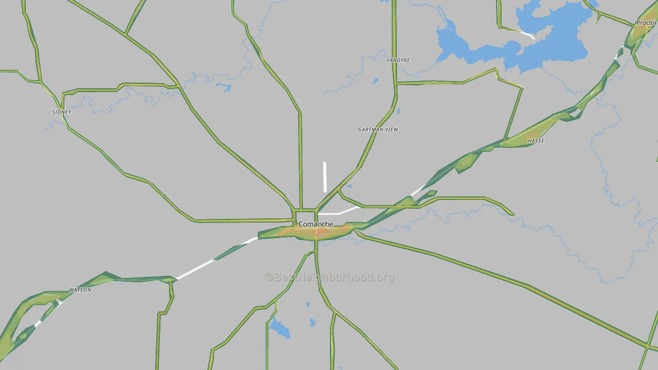 76442, TX Map of Noise Levels in 76442