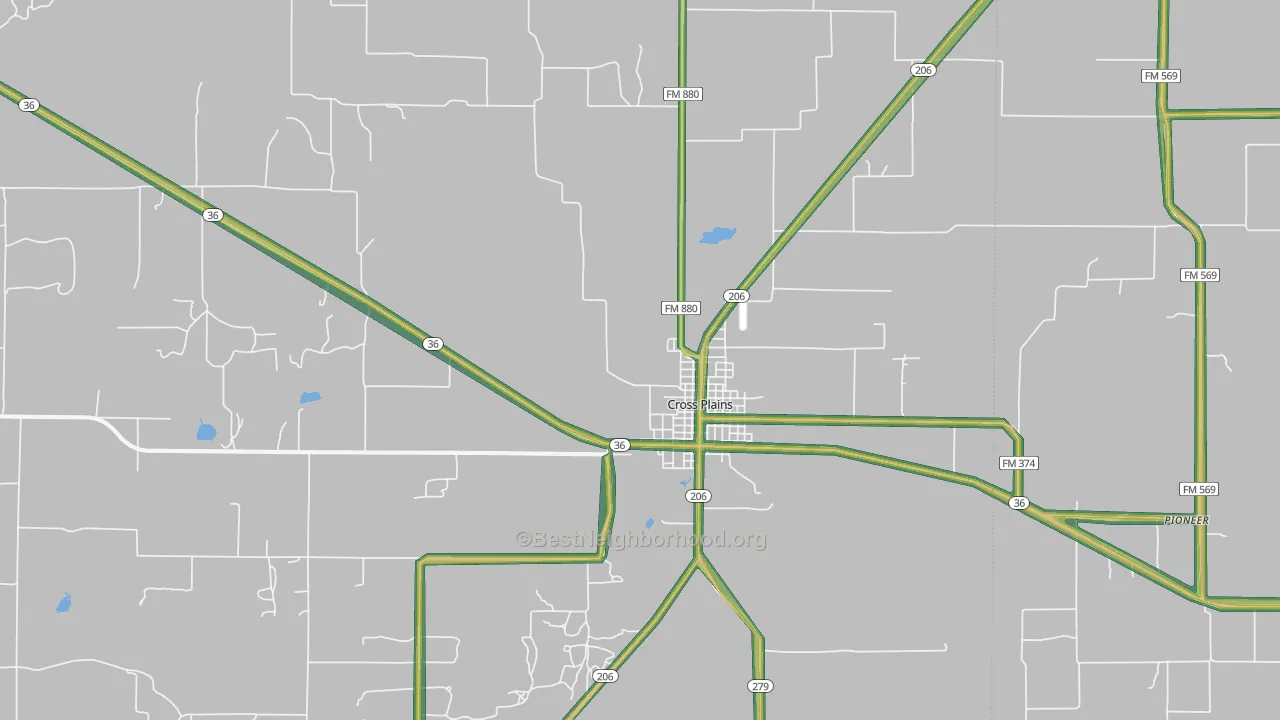 76443, TX Map of Noise Levels in 76443
