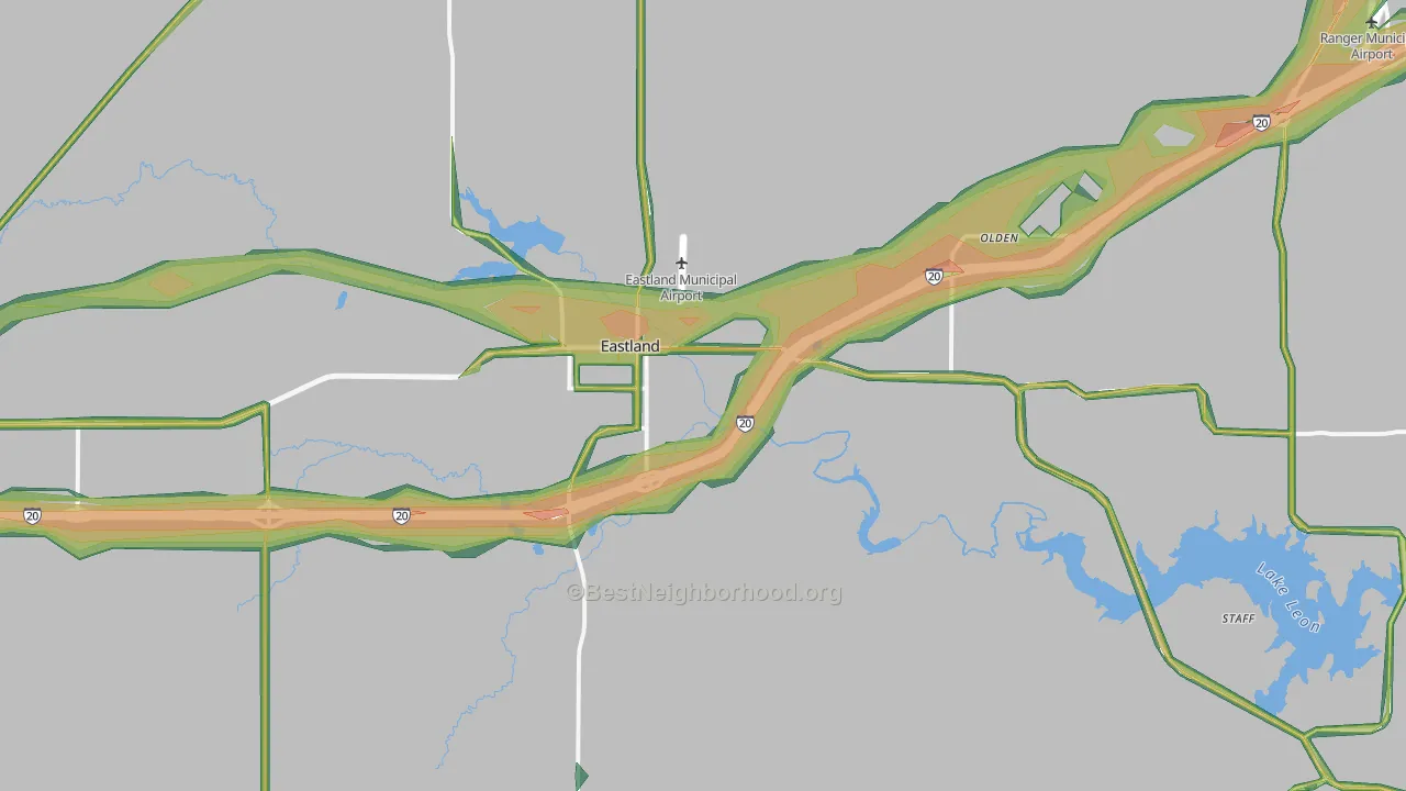 76448, TX Map of Noise Levels in 76448