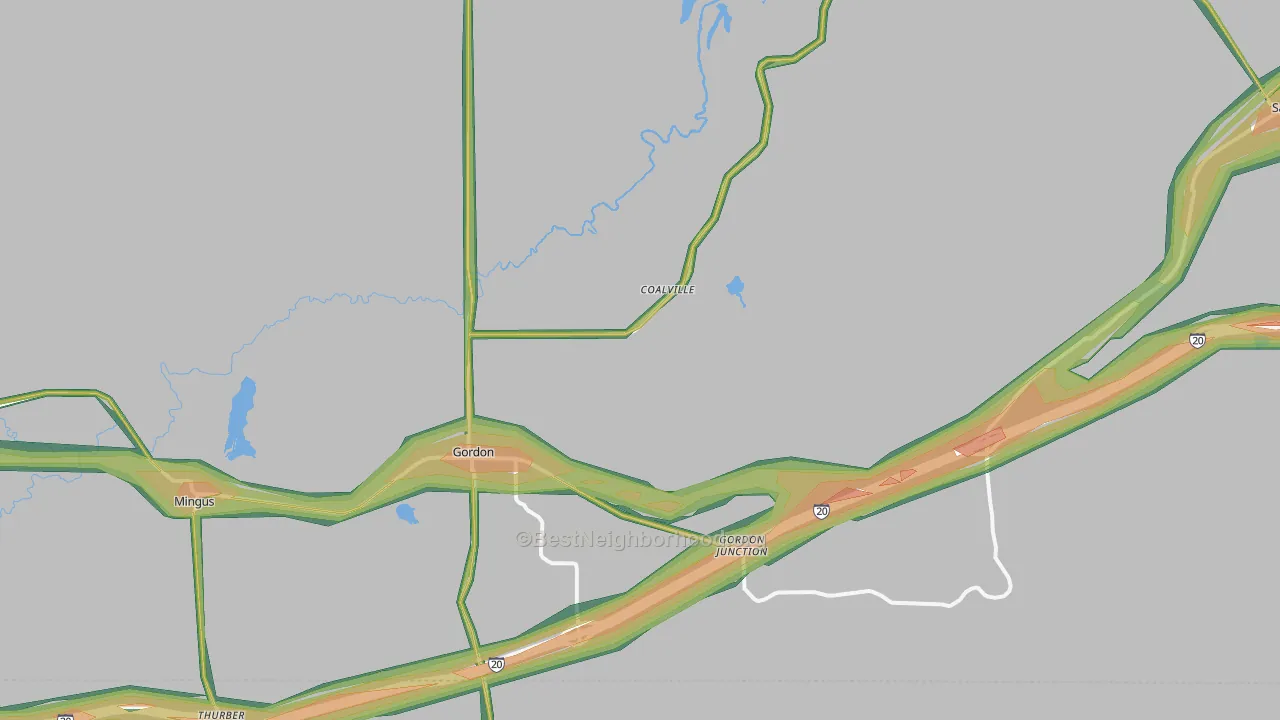 76453, TX Map of Noise Levels in 76453