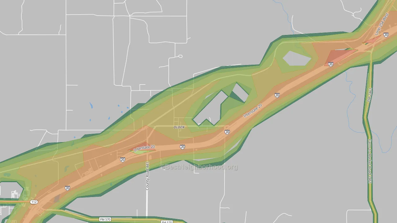 76466, TX Map of Noise Levels in 76466