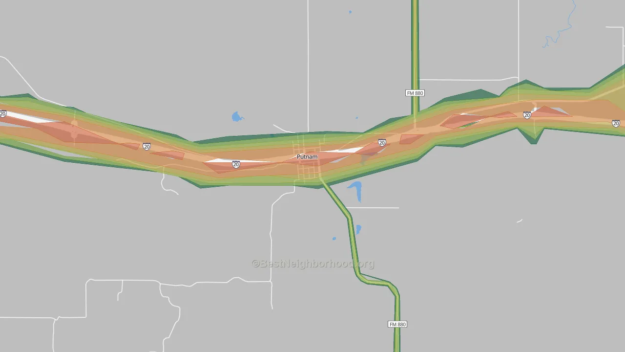 76469, TX Map of Noise Levels in 76469