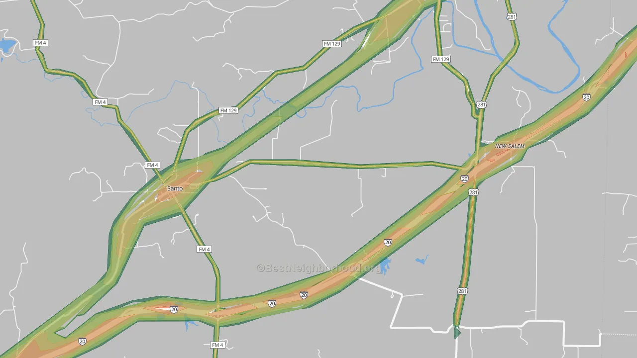 76472, TX Map of Noise Levels in 76472