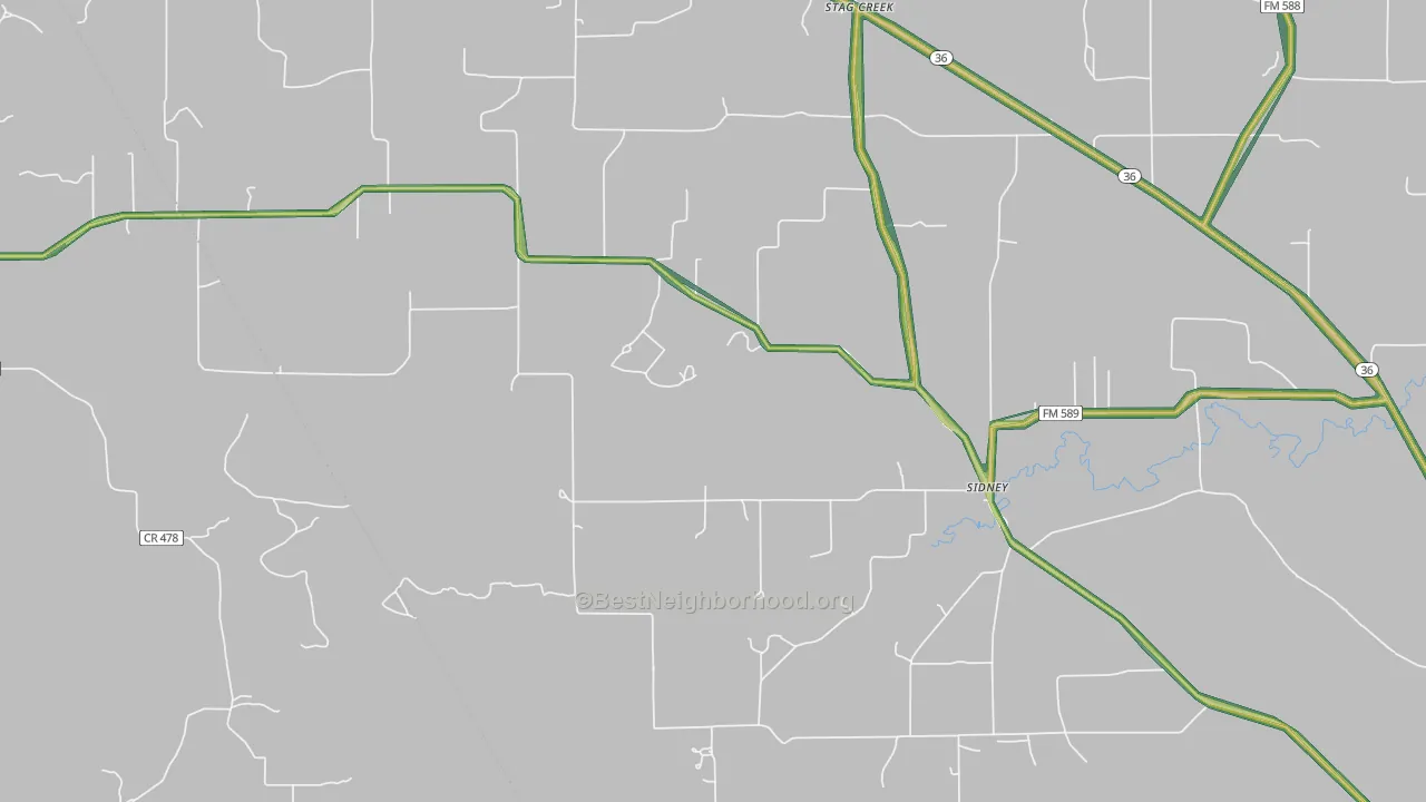 76474, TX Map of Noise Levels in 76474