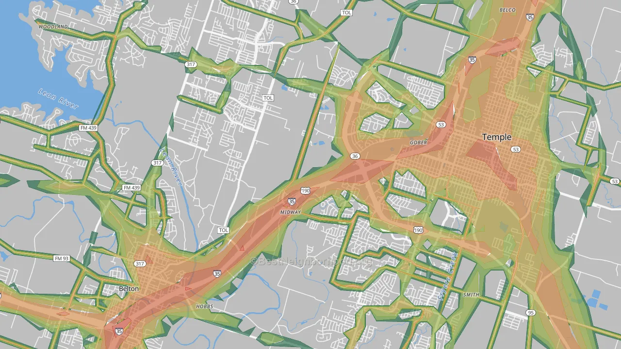 76502, TX Map of Noise Levels in 76502