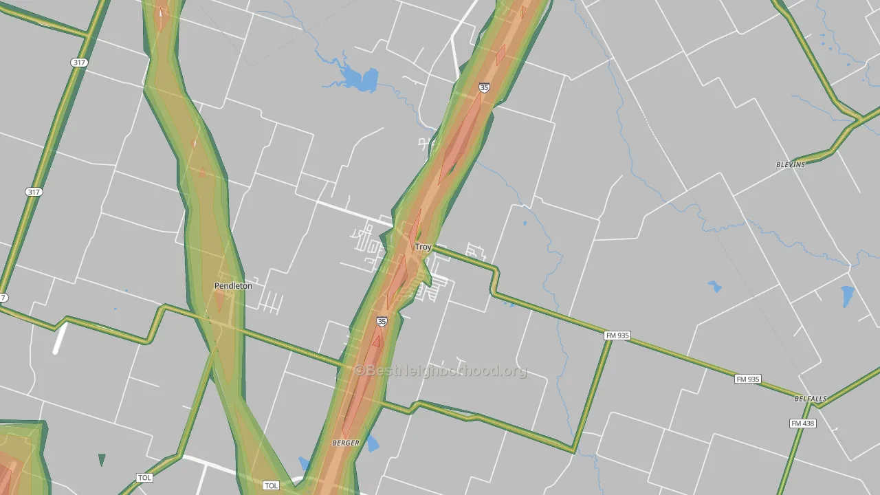 76579, TX Map of Noise Levels in 76579