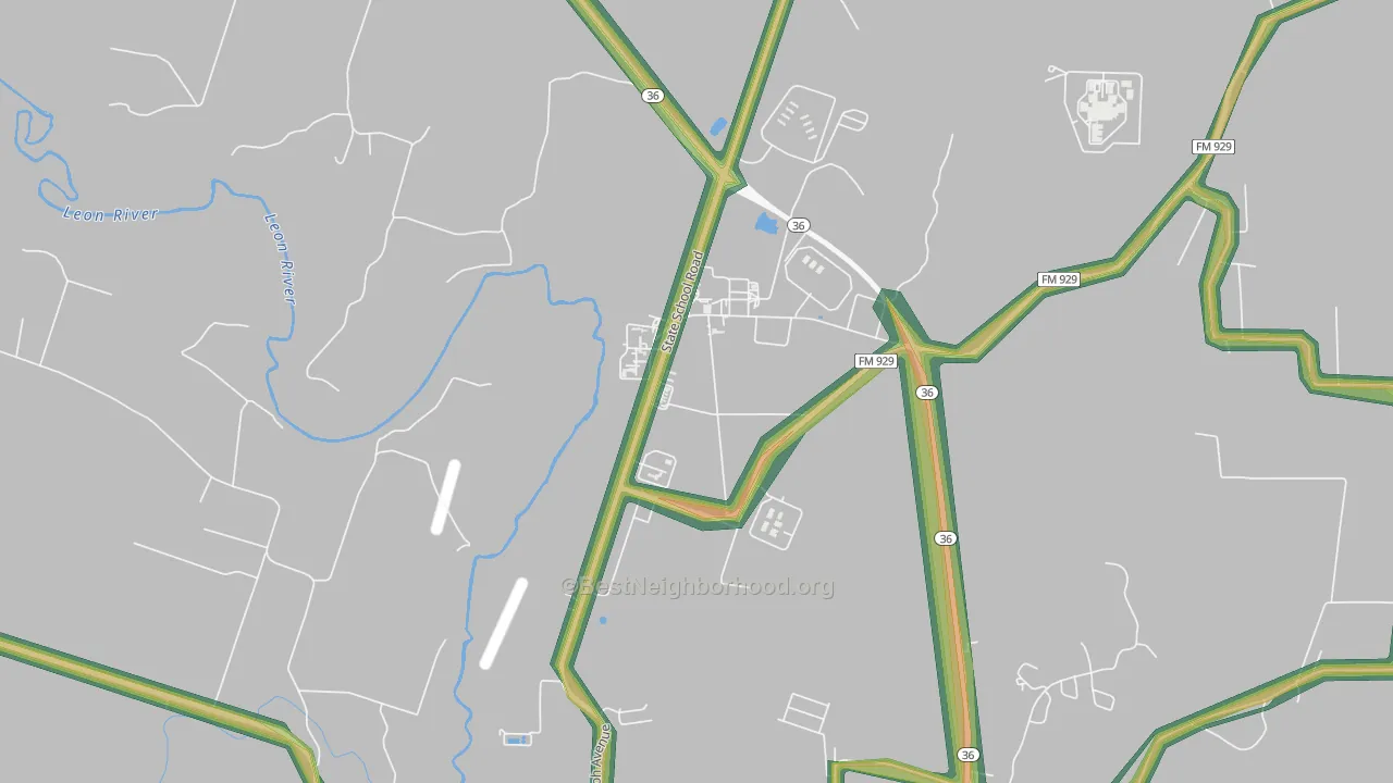 76599, TX Map of Noise Levels in 76599