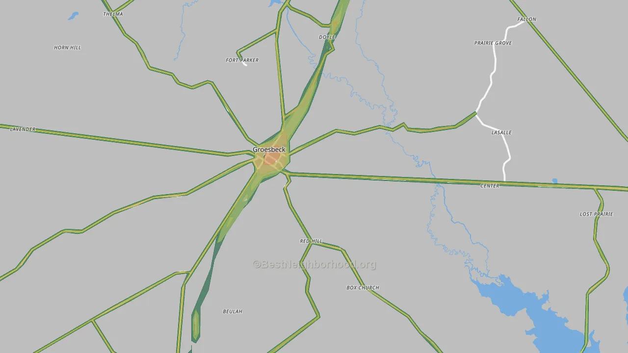 76642, TX Map of Noise Levels in 76642