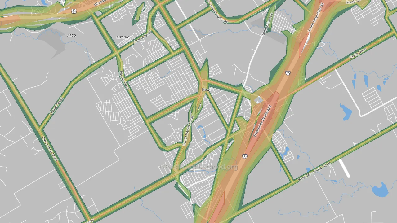 76643, TX Map of Noise Levels in 76643