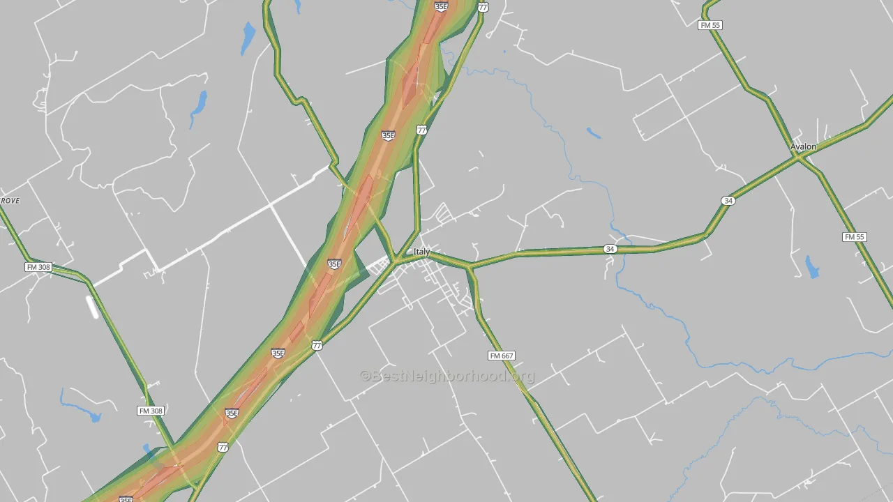 76651, TX Map of Noise Levels in 76651