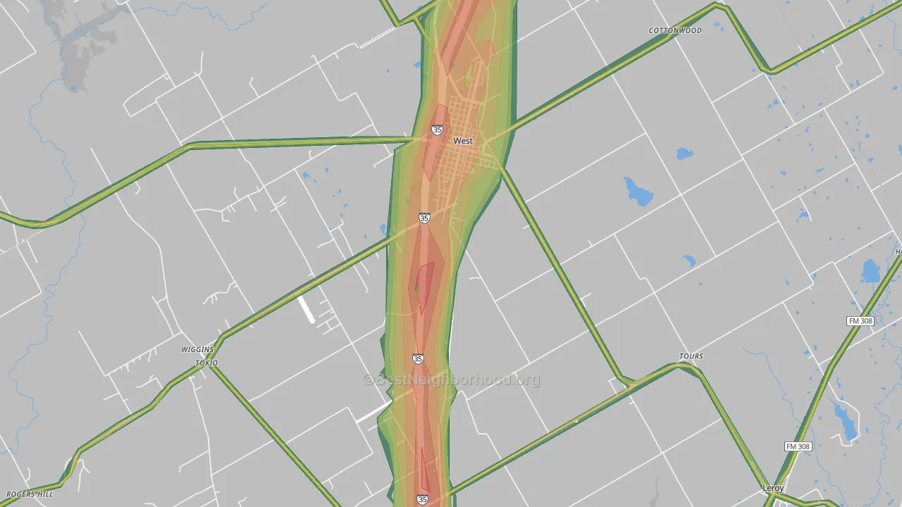 76691, TX Map of Noise Levels in 76691
