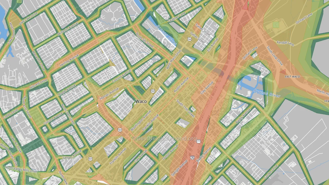 76701, TX Map of Noise Levels in 76701