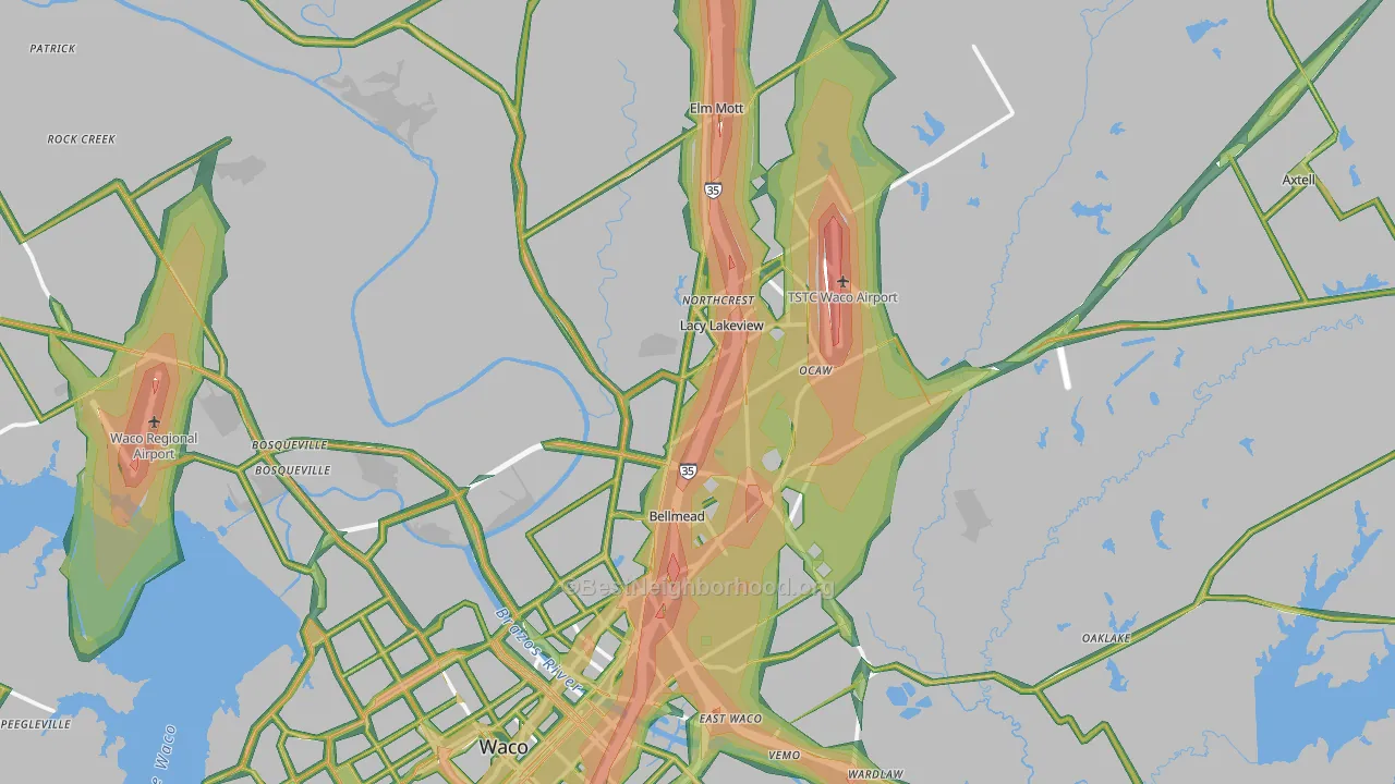 76705, TX Map of Noise Levels in 76705