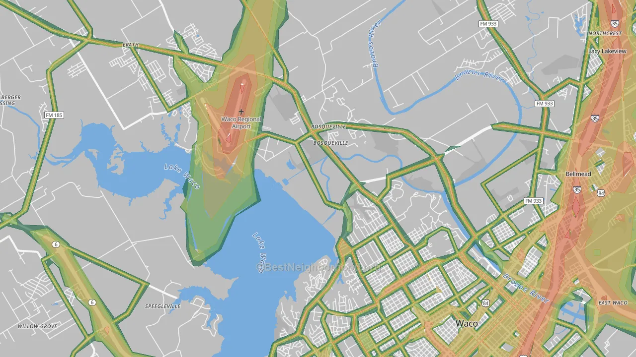 76708, TX Map of Noise Levels in 76708