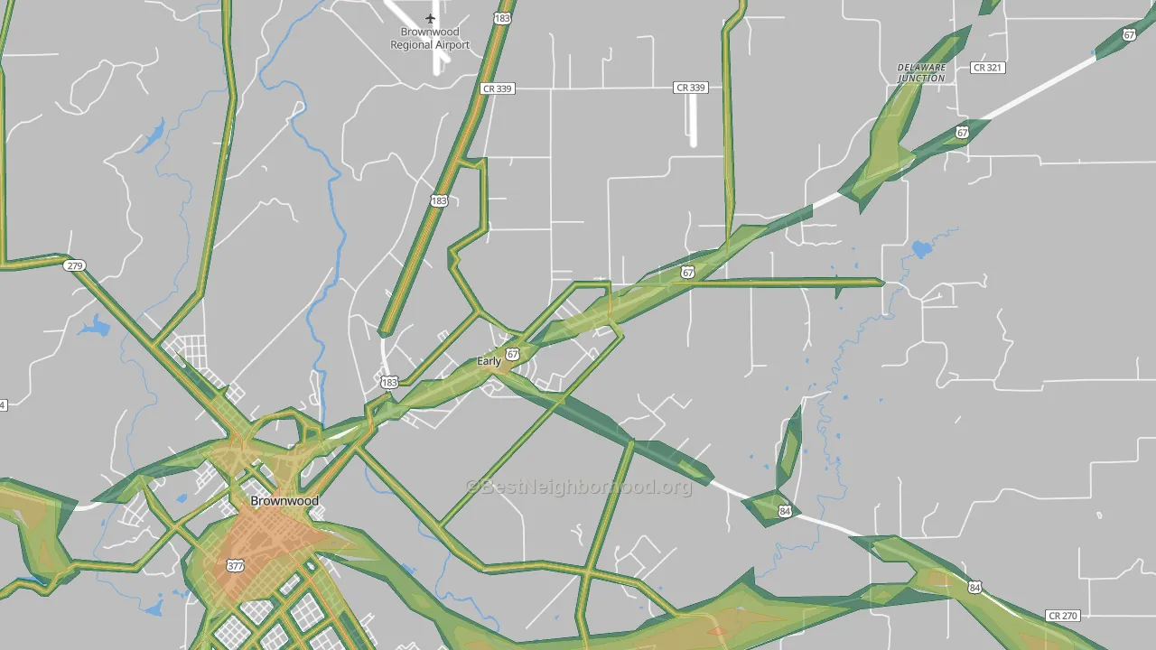 76802, TX Map of Noise Levels in 76802