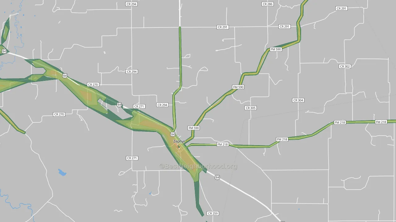 76890, TX Map of Noise Levels in 76890