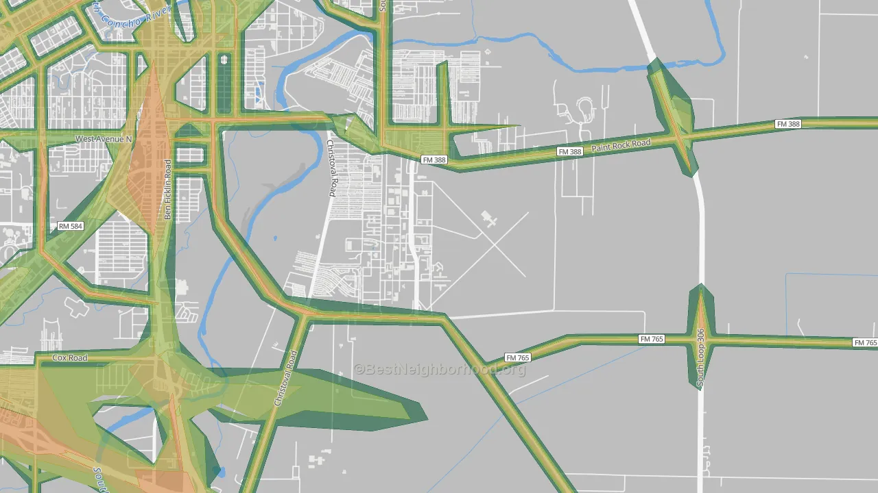 76908, TX Map of Noise Levels in 76908