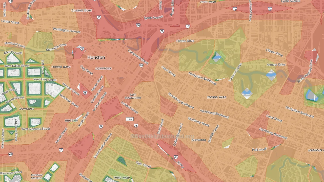 77003, TX Map of Noise Levels in 77003
