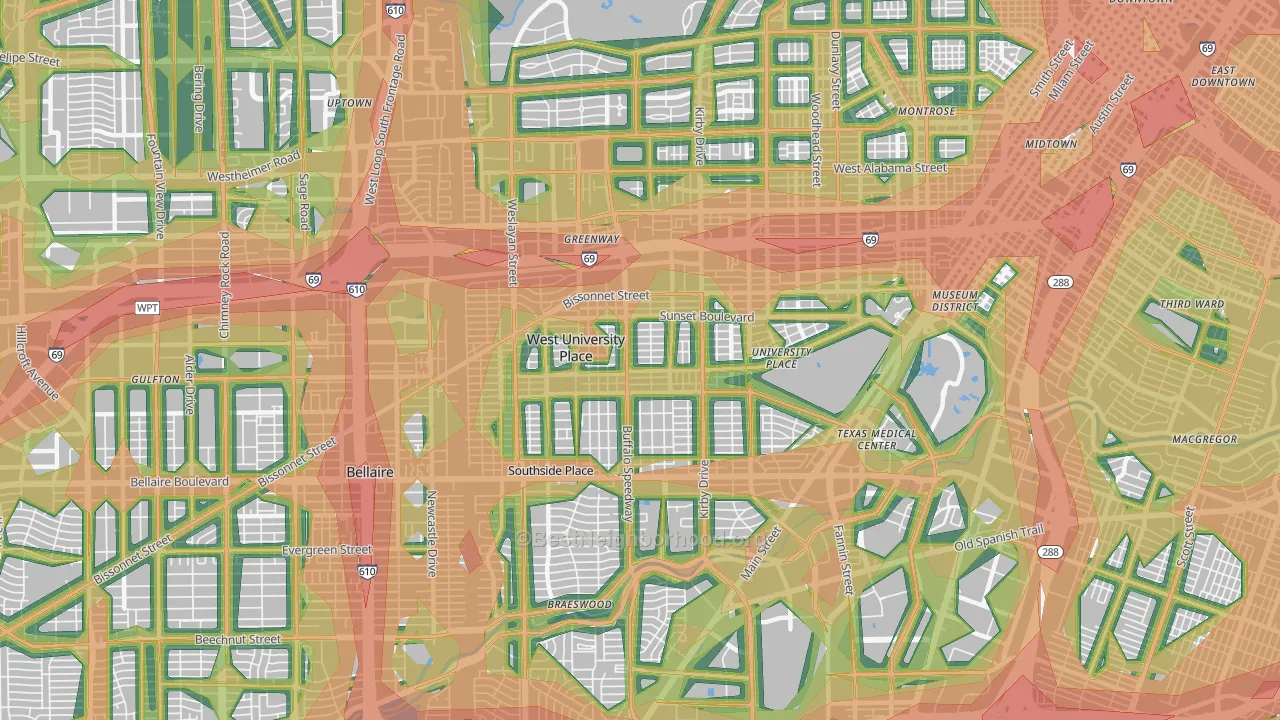 77005, TX Map of Noise Levels in 77005