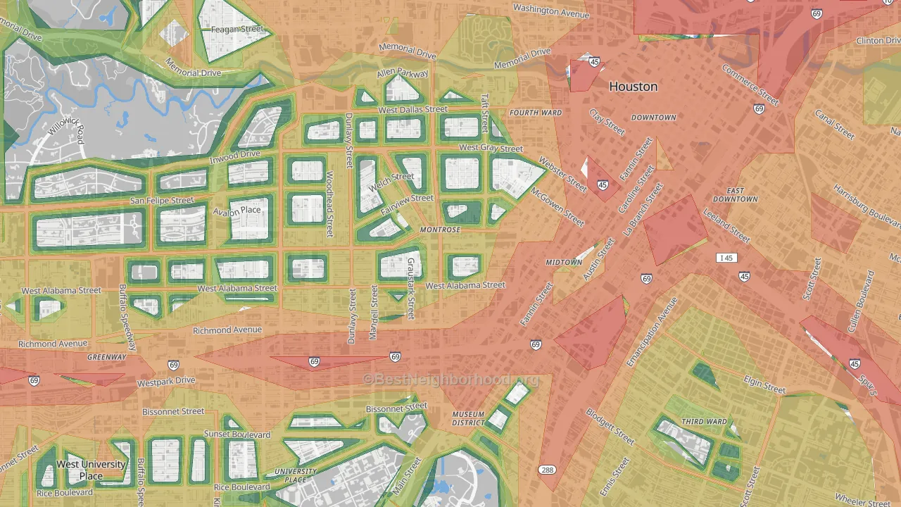 77006, TX Map of Noise Levels in 77006