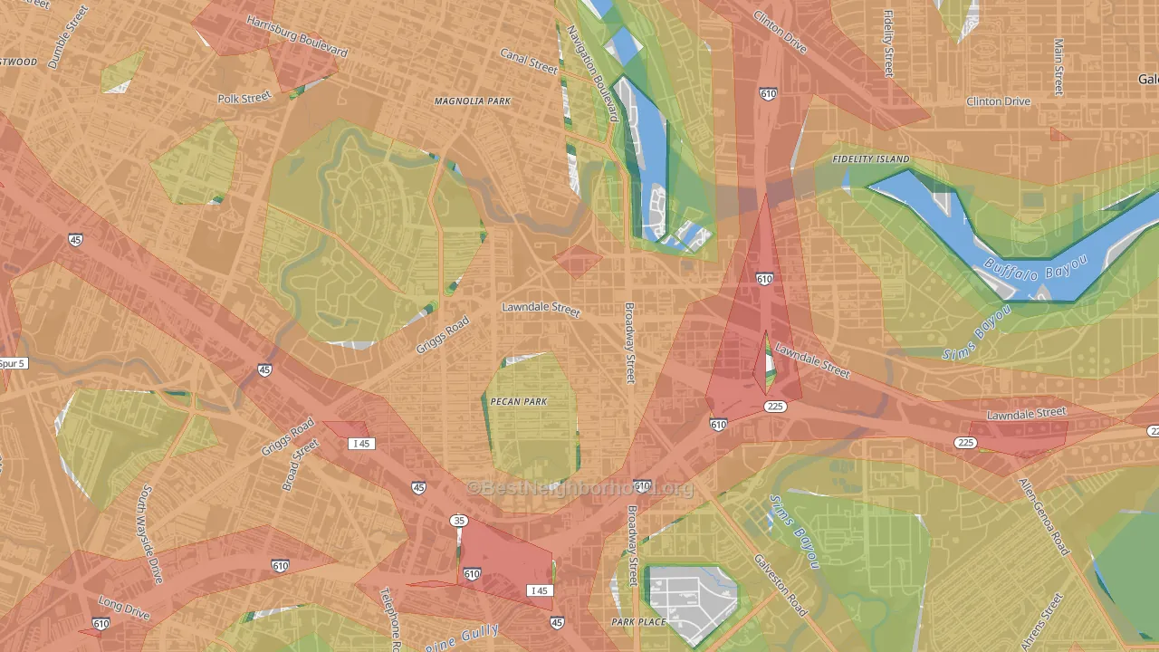 77012, TX Map of Noise Levels in 77012