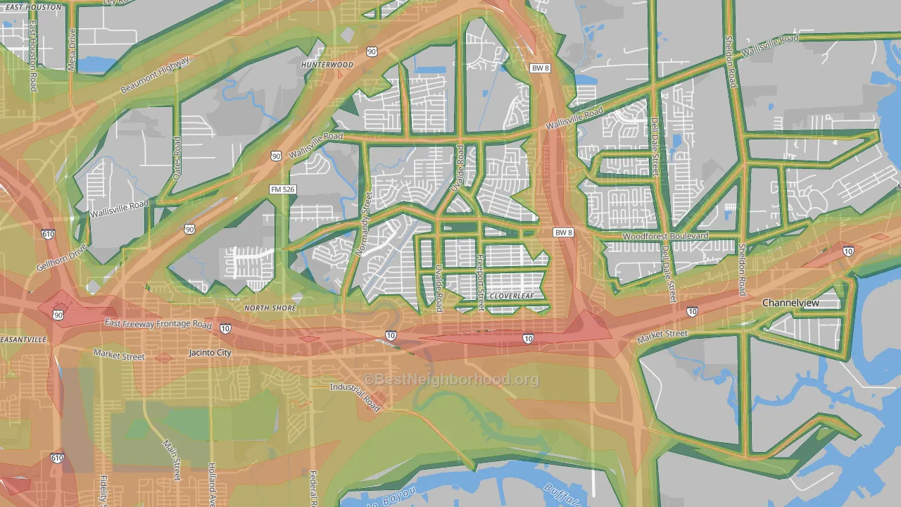 77015, TX Map of Noise Levels in 77015