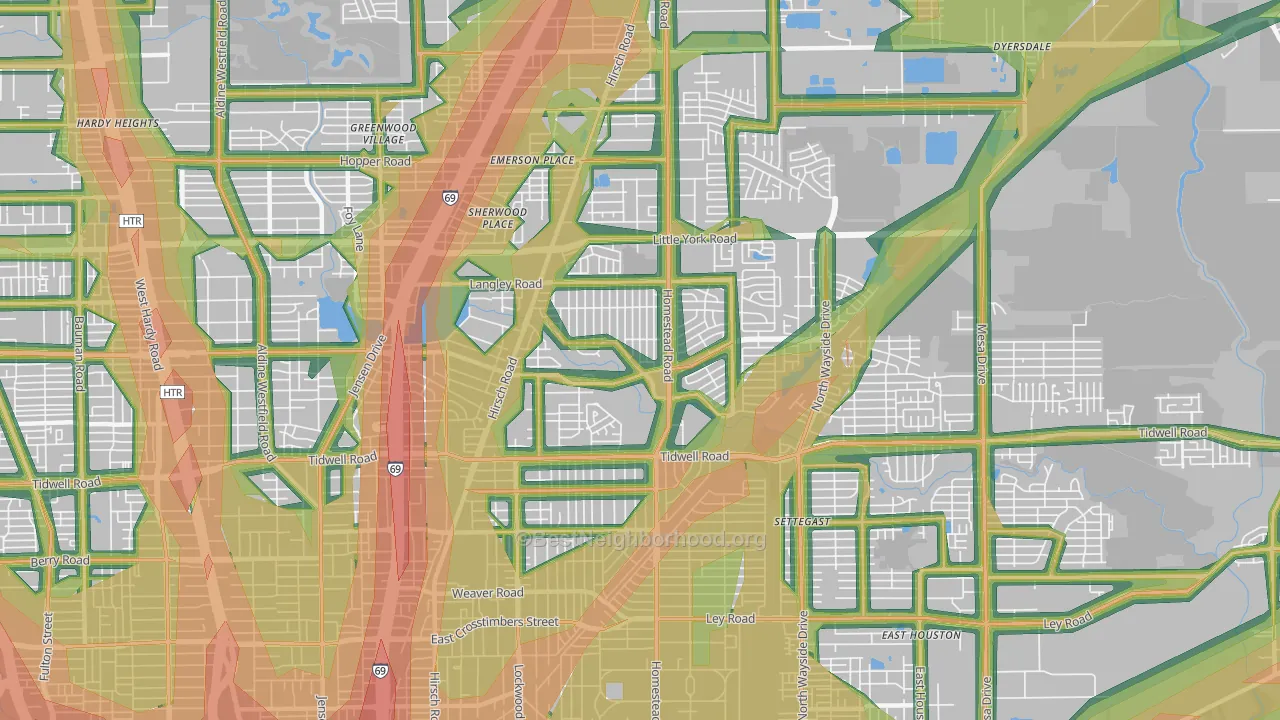 77016, TX Map of Noise Levels in 77016