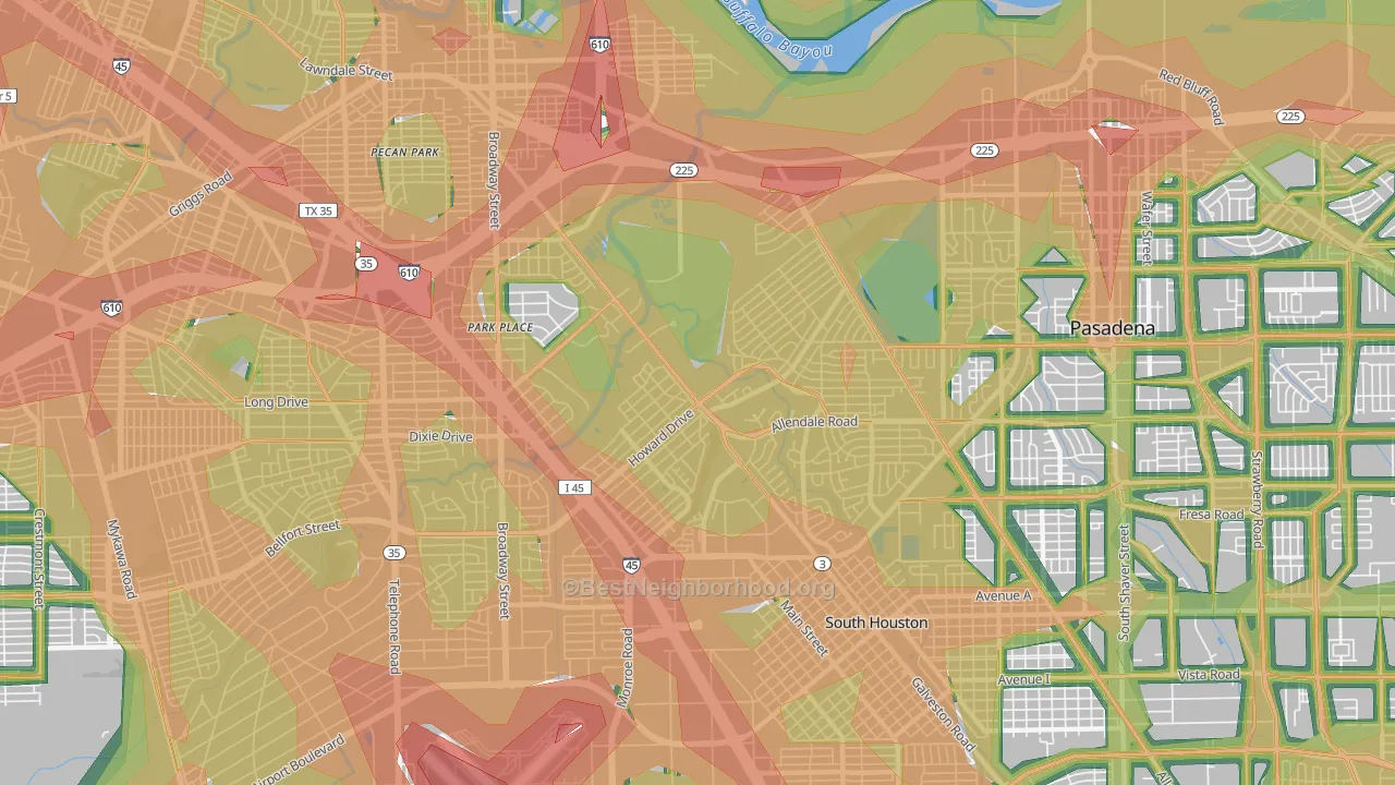 77017, TX Map of Noise Levels in 77017