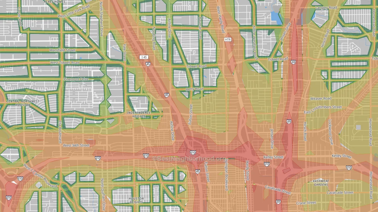 77022, TX Map of Noise Levels in 77022