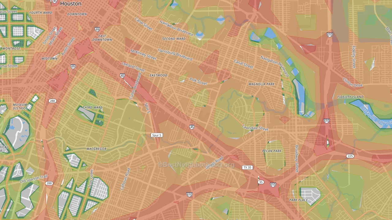 77023, TX Map of Noise Levels in 77023