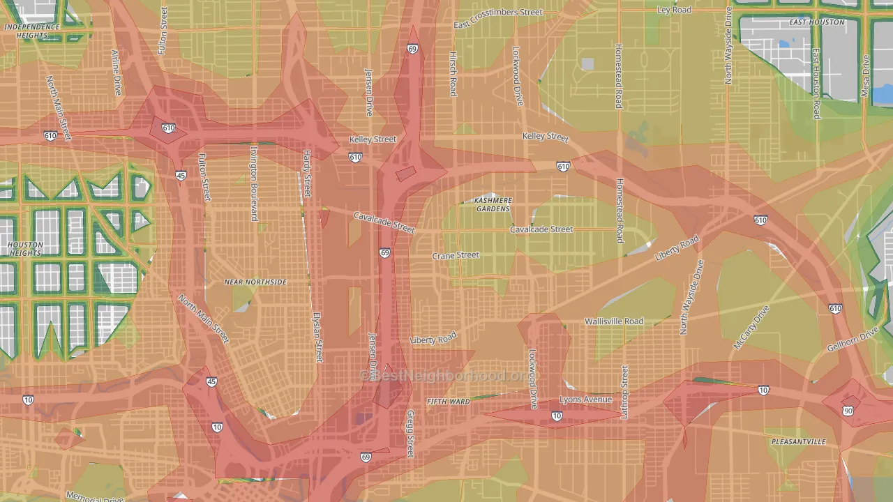 77026, TX Map of Noise Levels in 77026