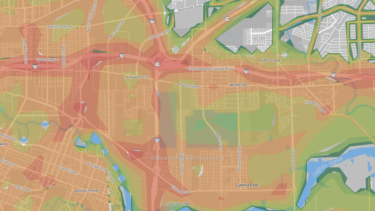 77029, TX Map of Noise Levels in 77029