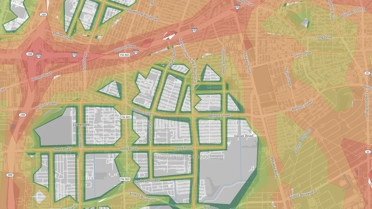 77033, TX Map of Noise Levels in 77033