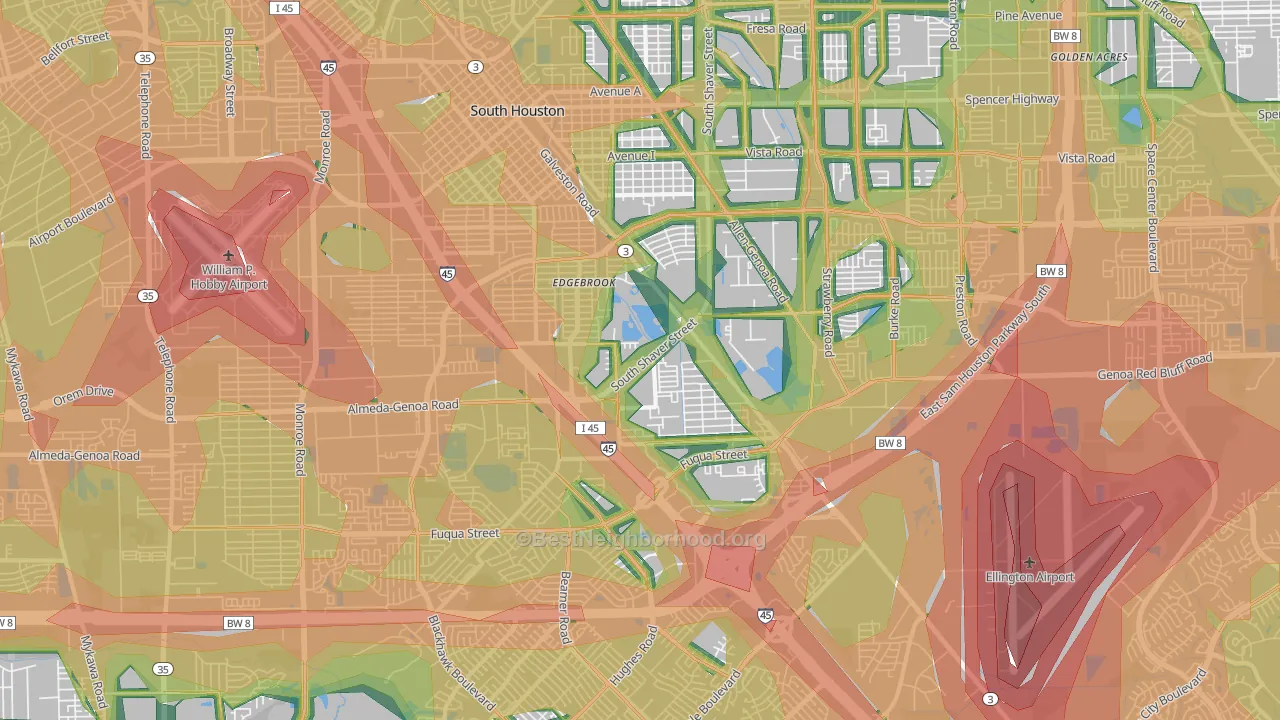 77034, TX Map of Noise Levels in 77034